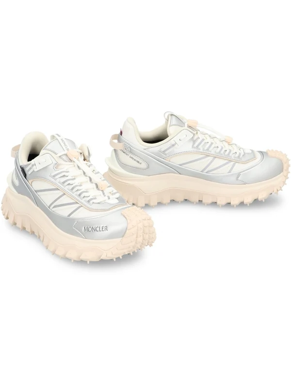 Moncler Ivory Silver Low Top Sneakers - Image 3