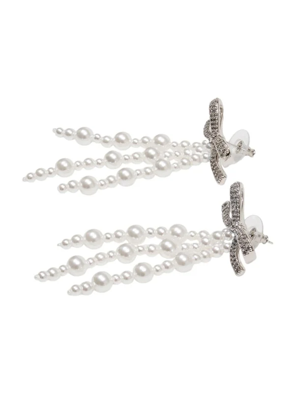 Self-Portrait White Silver Earrings - Image 2