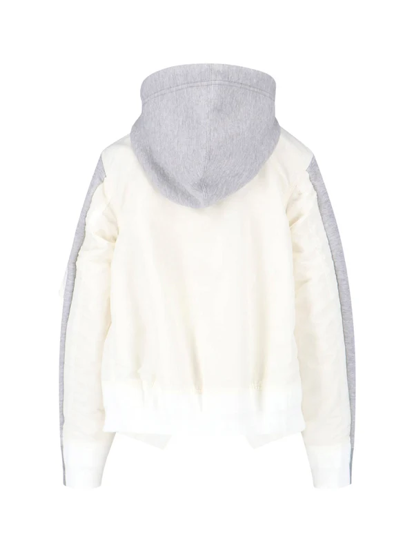 Sacai Grey White Hoodies - Image 2