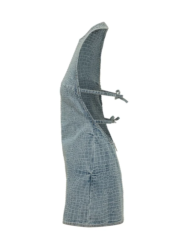 Rhinestone Denim Dress - Image 3