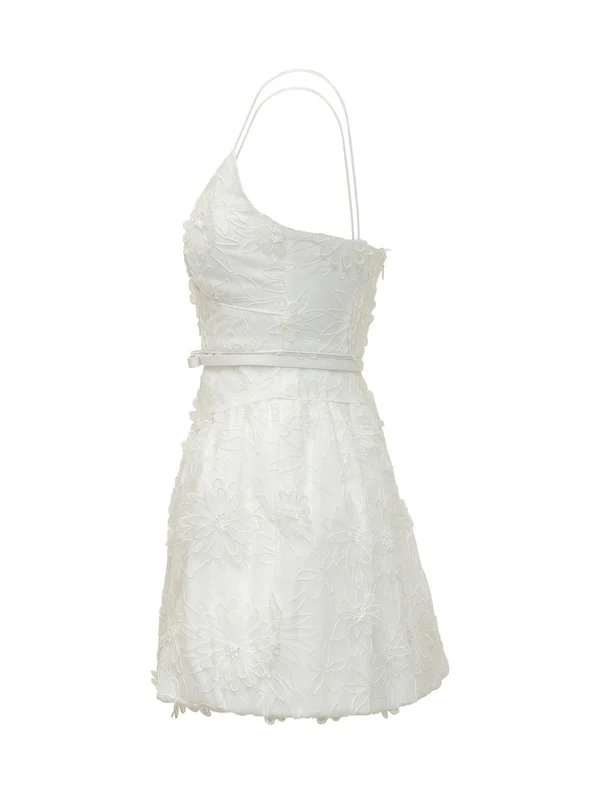 Flower Lace Mini Dress - Image 3
