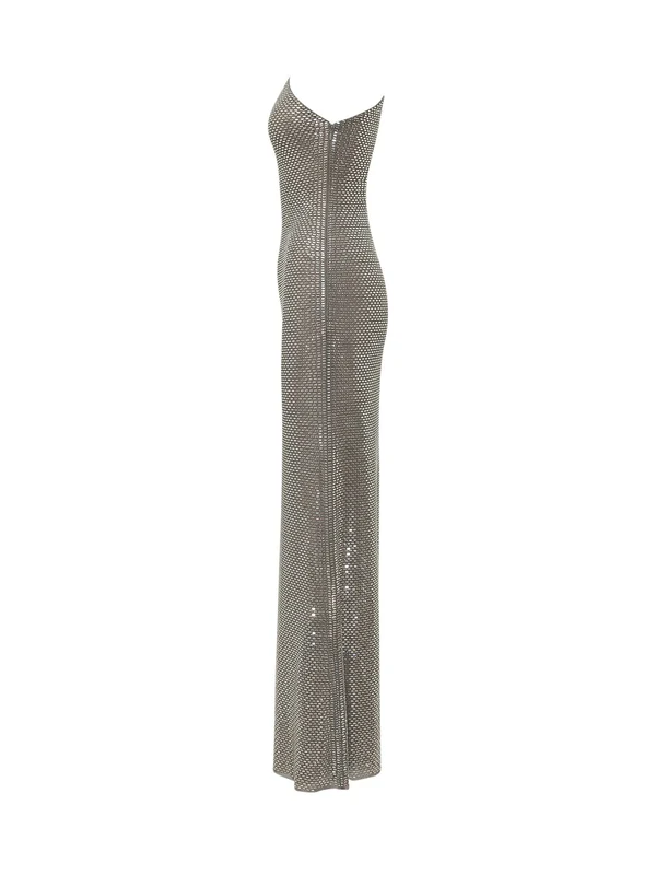 Self-Portrait Grey Long Dress - Image 3