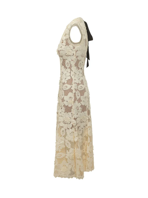 Flower Lace Lace Midi Dress - Image 3