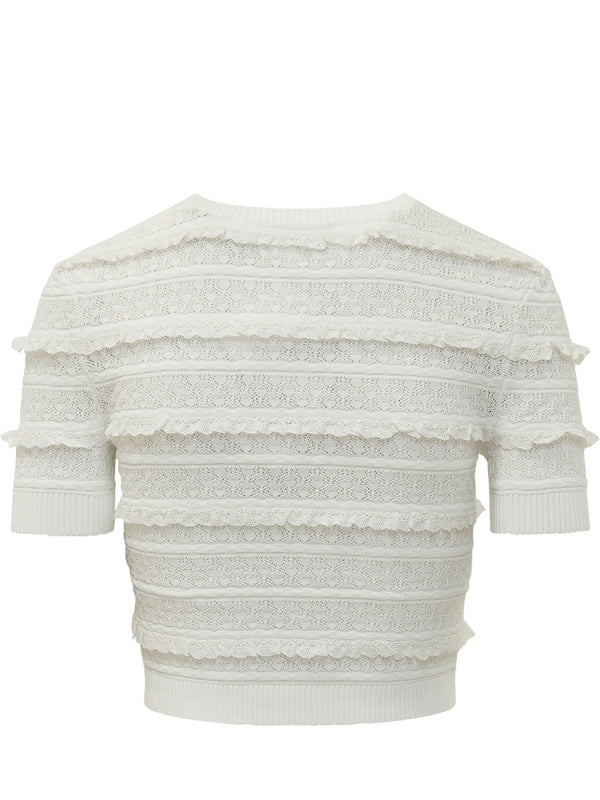 Pearl Embellished Short Sleeve Knit - Image 2