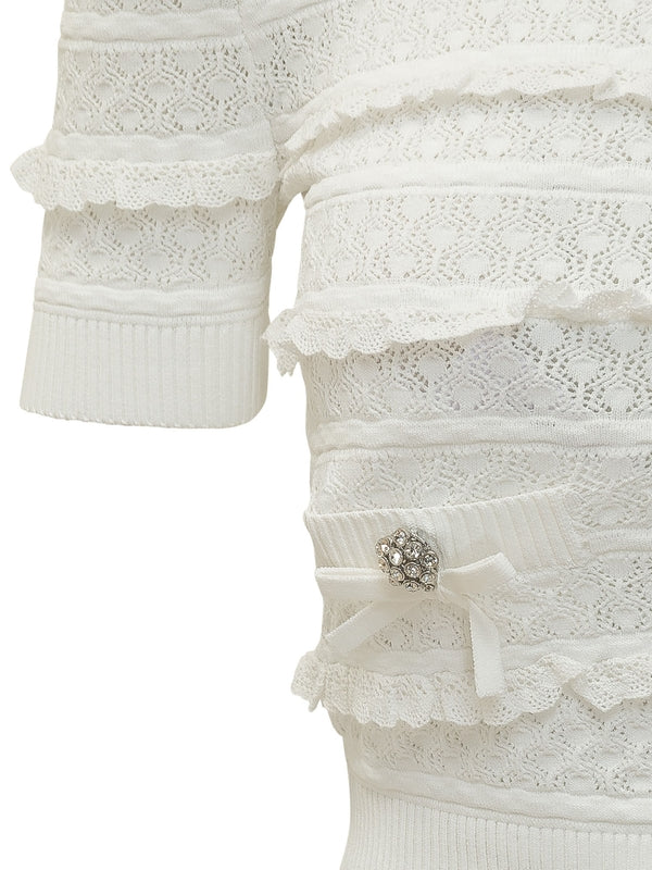 Pearl Embellished Short Sleeve Knit - Image 3