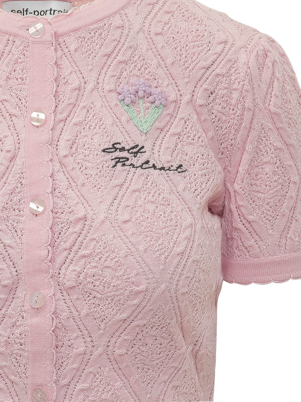 Logo Embroidery Short Sleeve Cardigan - Image 3