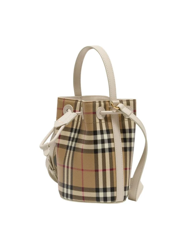 Burberry Beige Checked Bucket Bags - Image 2