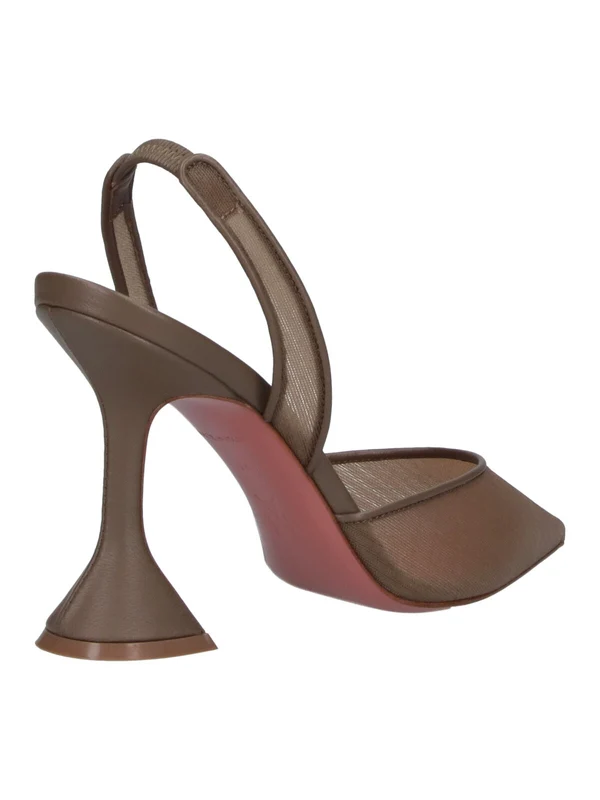 Amina Muaddi Beige Sandal Heels - Image 4