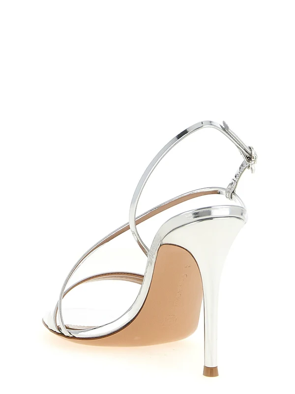 Gianvito Rossi Silver Sandal Heels - Image 3