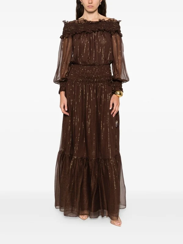 Self-Portrait Brown Long Dress - Image 2