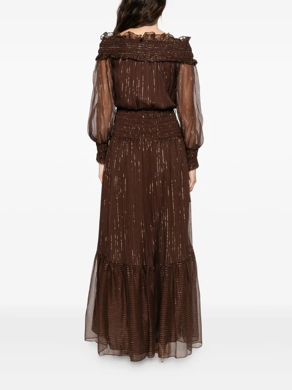 Self-Portrait Brown Long Dress - Image 3