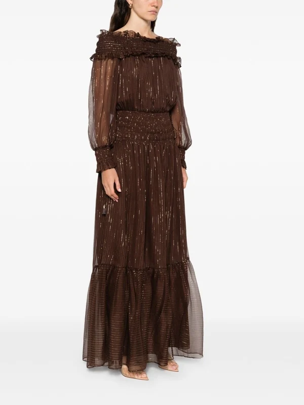 Self-Portrait Brown Long Dress - Image 4