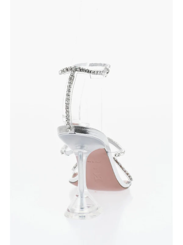 Amina Muaddi Silver Sandal Heels - Image 3