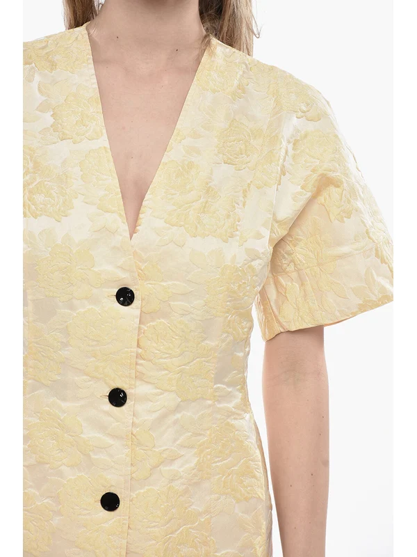 Ganni Yellow Midi Dress - Image 4