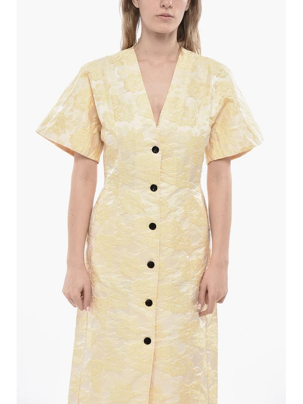 Ganni Yellow Midi Dress - Image 5