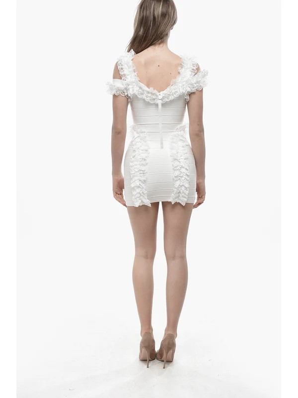 Self-Portrait White Mini Dress - Image 3