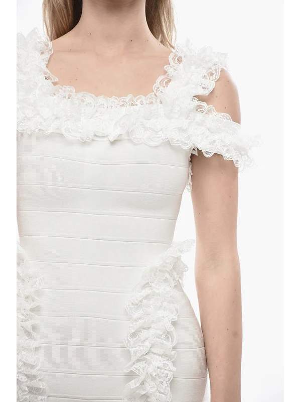 Self-Portrait White Mini Dress - Image 4