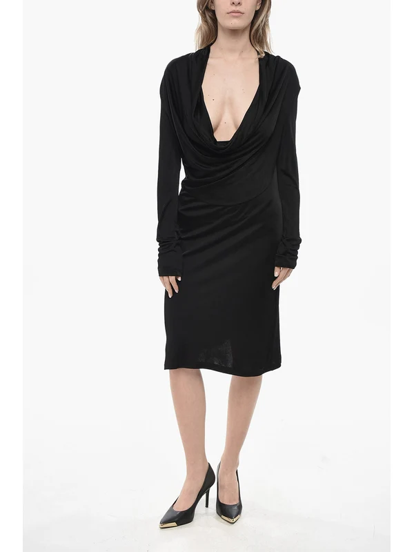 Helmut Lang Black Midi Dress - Image 2