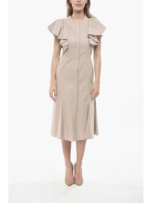 Chloe Beige Midi Dress - Image 2