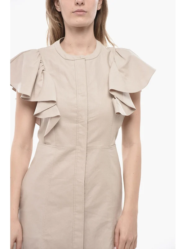 Chloe Beige Midi Dress - Image 4