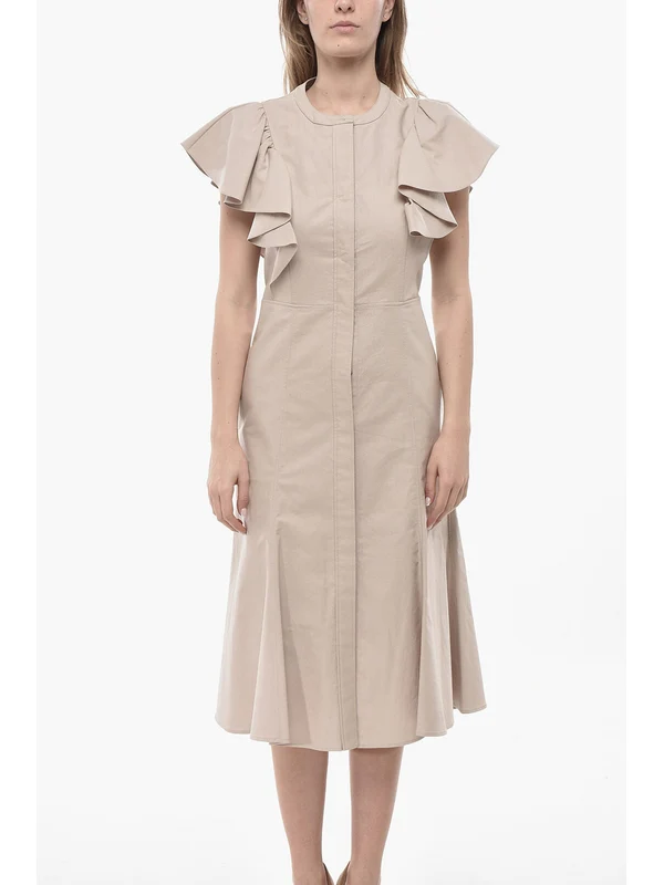 Chloe Beige Midi Dress - Image 5