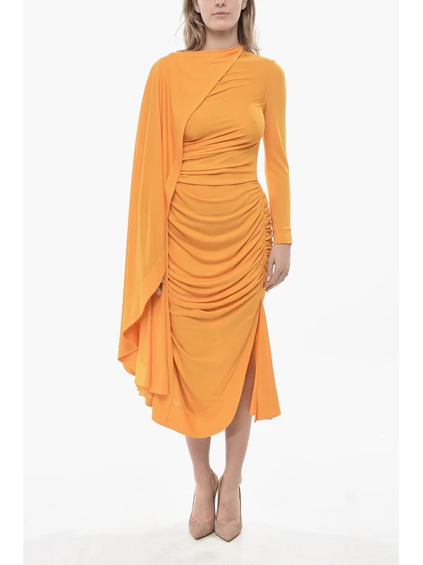 Bottega Veneta Orange Midi Dress - Image 2