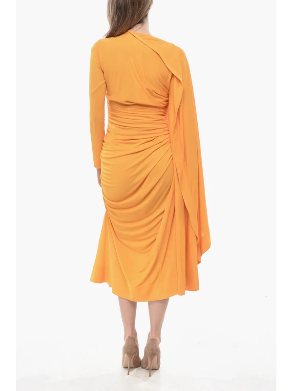 Bottega Veneta Orange Midi Dress - Image 3