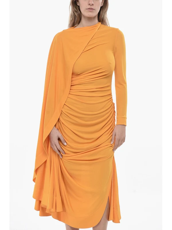 Bottega Veneta Orange Midi Dress - Image 5