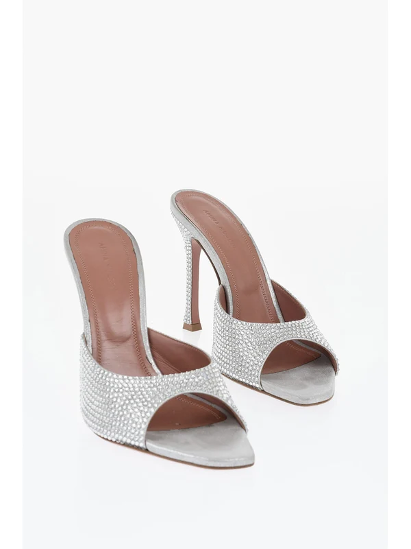 Amina Muaddi Silver Sandal Heels - Image 2
