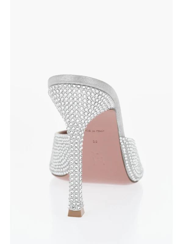 Amina Muaddi Silver Sandal Heels - Image 3