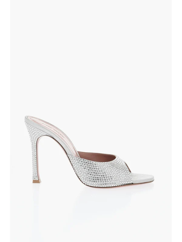 Amina Muaddi Silver Sandal Heels - Image 4