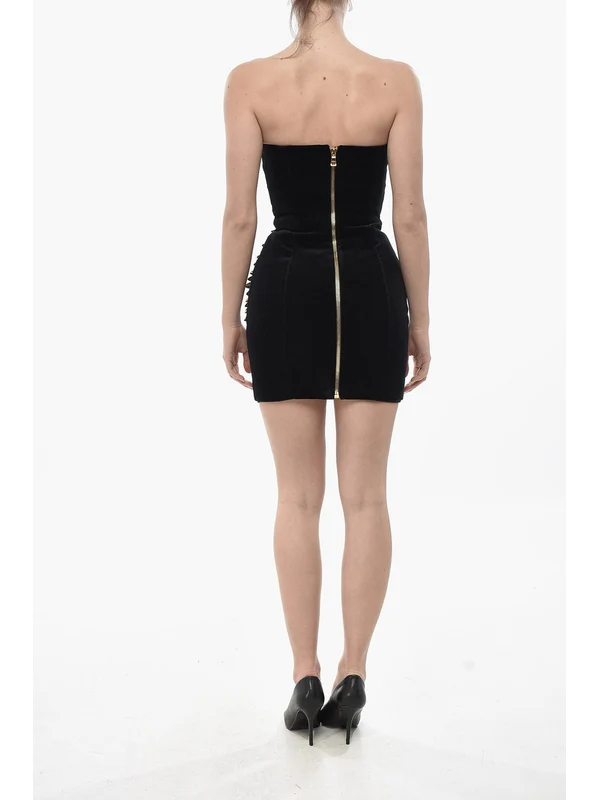 Balmain Gold Black Mini Dress - Image 3