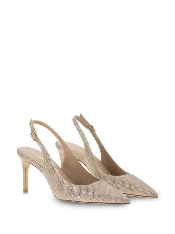 Stuart Weitzman Gold Slingback Heels - Image 5