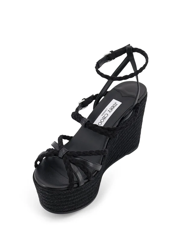 Jimmy Choo Black Wedge Sandals - Image 4