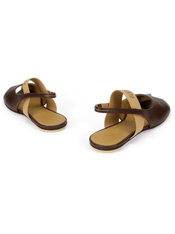Mm6 Maison Margiela Burgundy Flat Shoes - Image 4