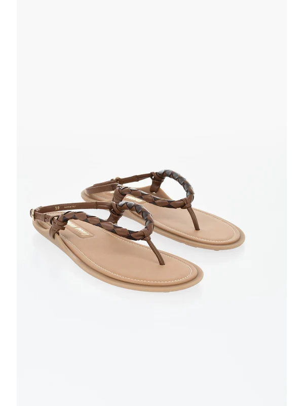 Miu Miu Brown Flip Flops - Image 2