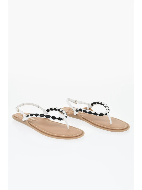 Miu Miu White Black Flip Flops - Image 2