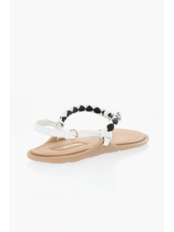 Miu Miu White Black Flip Flops - Image 3