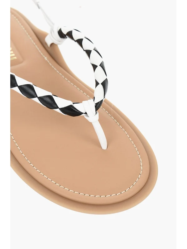 Miu Miu White Black Flip Flops - Image 5