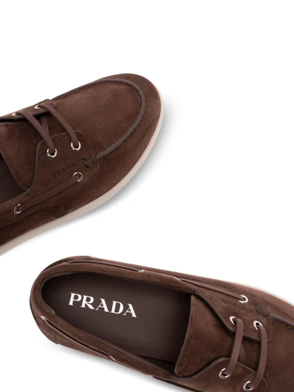 Prada Brown Boat Shoes - Image 3