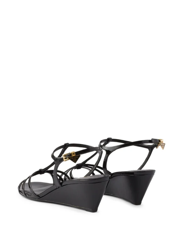Prada Black Wedge Sandals - Image 5