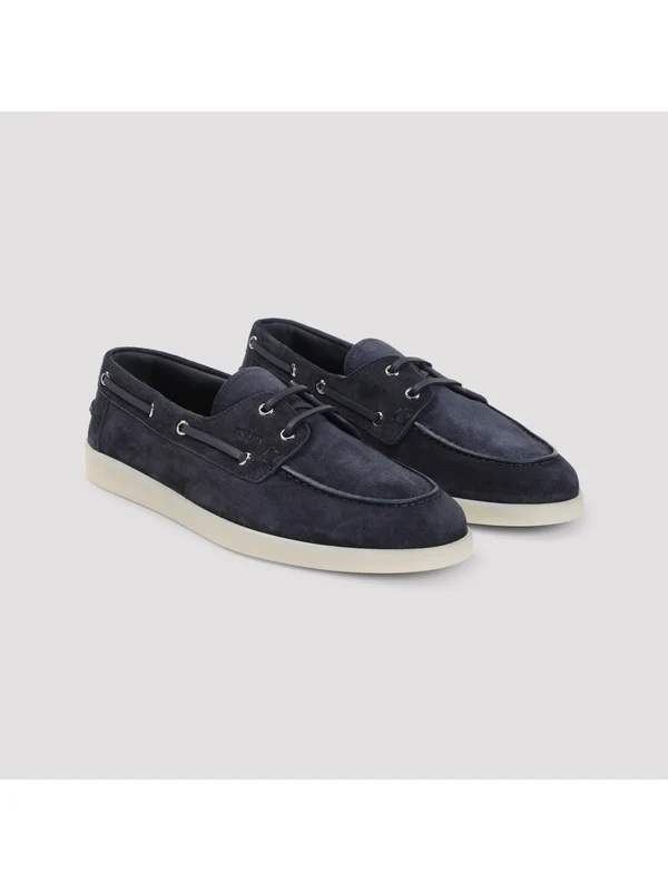 Prada Navy Boat Shoes - Image 3