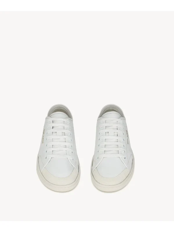 Saint Laurent White Low Top Sneakers - Image 3