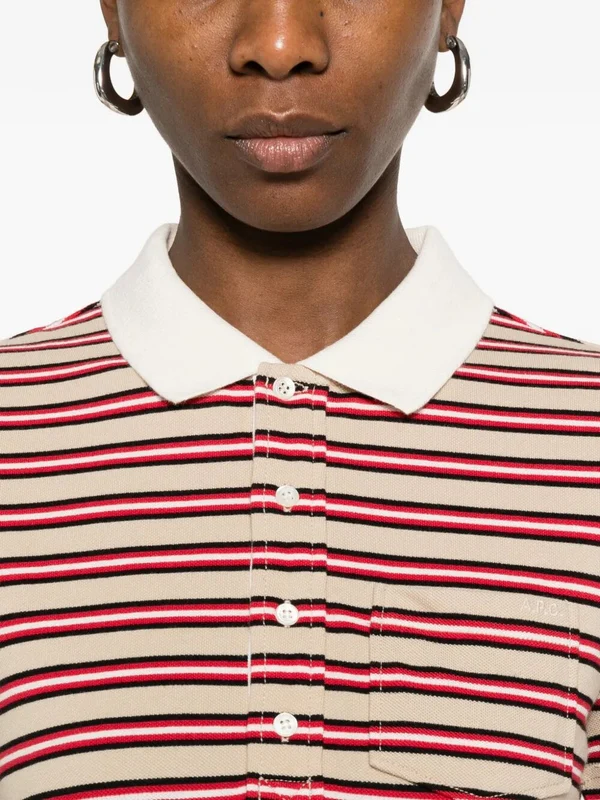 A.P.C. Beige Striped Mini Dress - Image 3