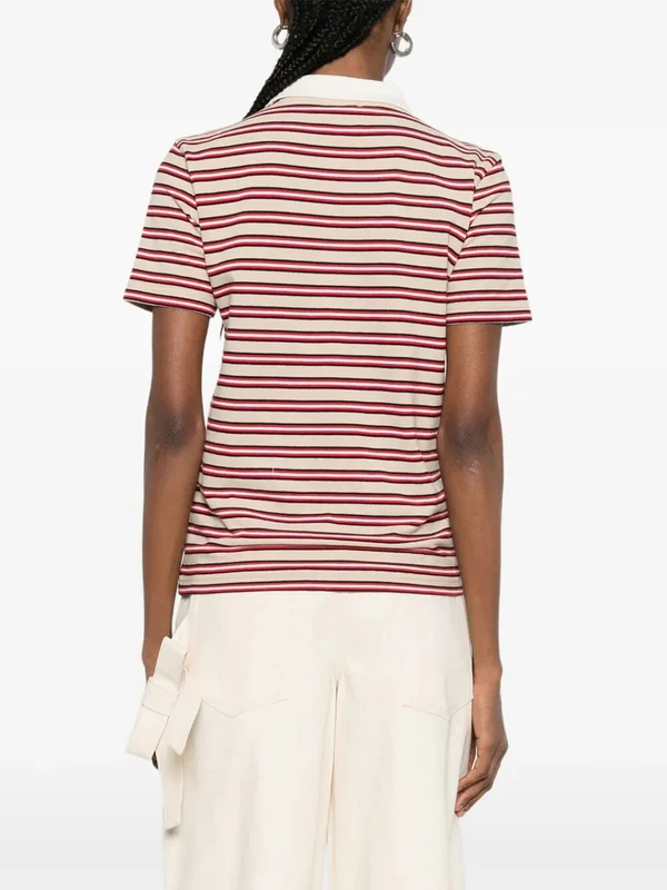 A.P.C. Beige Striped Polo Shirts - Image 4