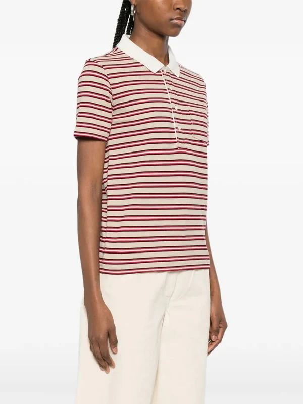 A.P.C. Beige Striped Polo Shirts - Image 5