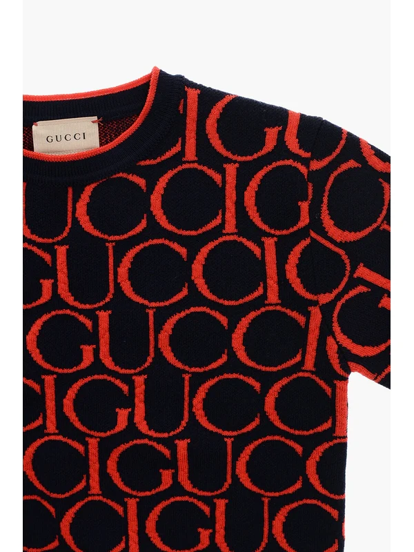 Gucci Kids Navy Red Knitted - Image 3