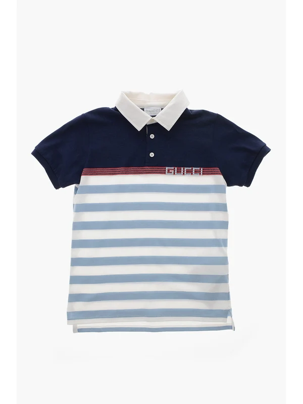 Gucci Blue Striped Polo Shirts - Image 2