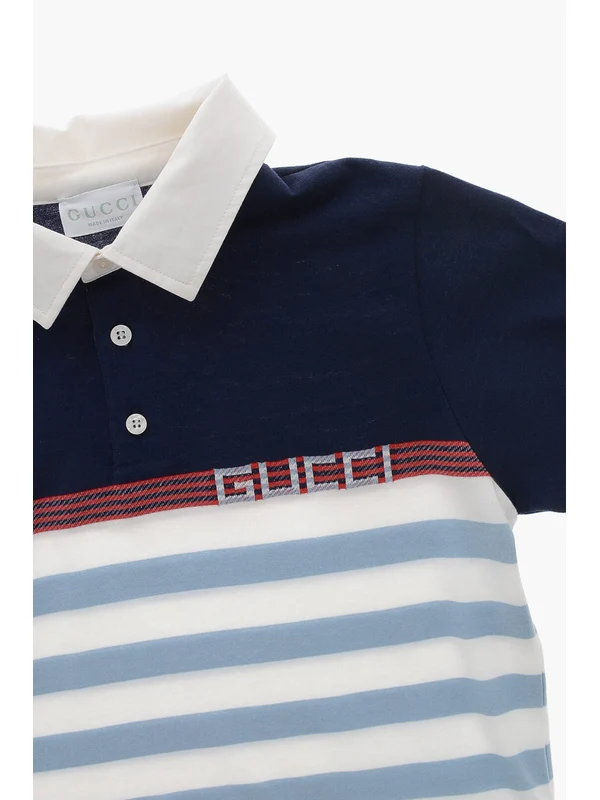 Gucci Blue Striped Polo Shirts - Image 3