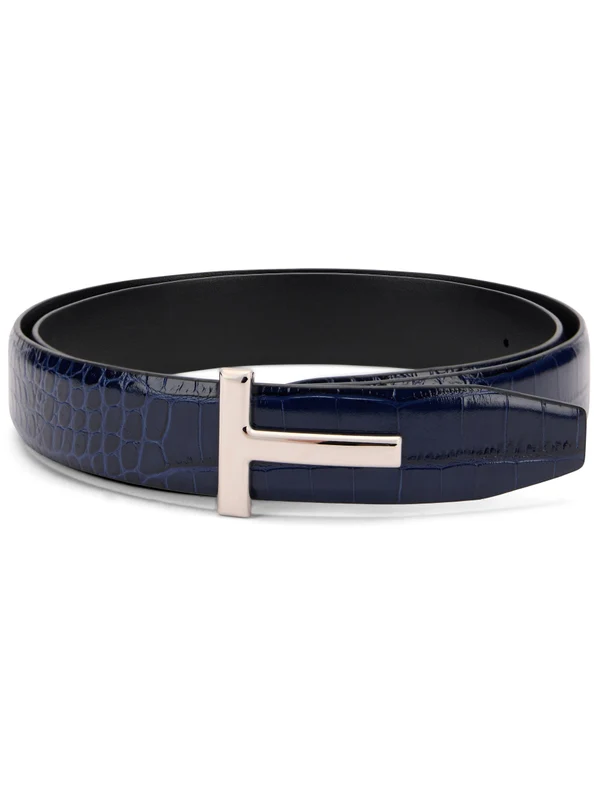 Tom Ford Navy Leather Belts - Image 2